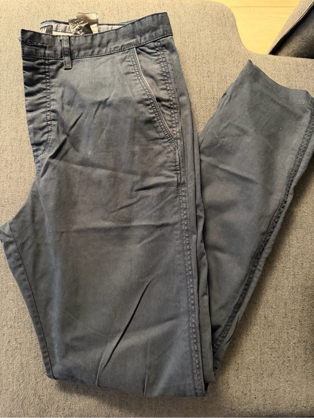 H&M Men's Dark Blue Chinos - Straight Casual Fit